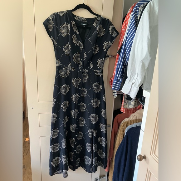 Madewell Black Floral Print Silk Maxi Dress - Picture 1 of 5